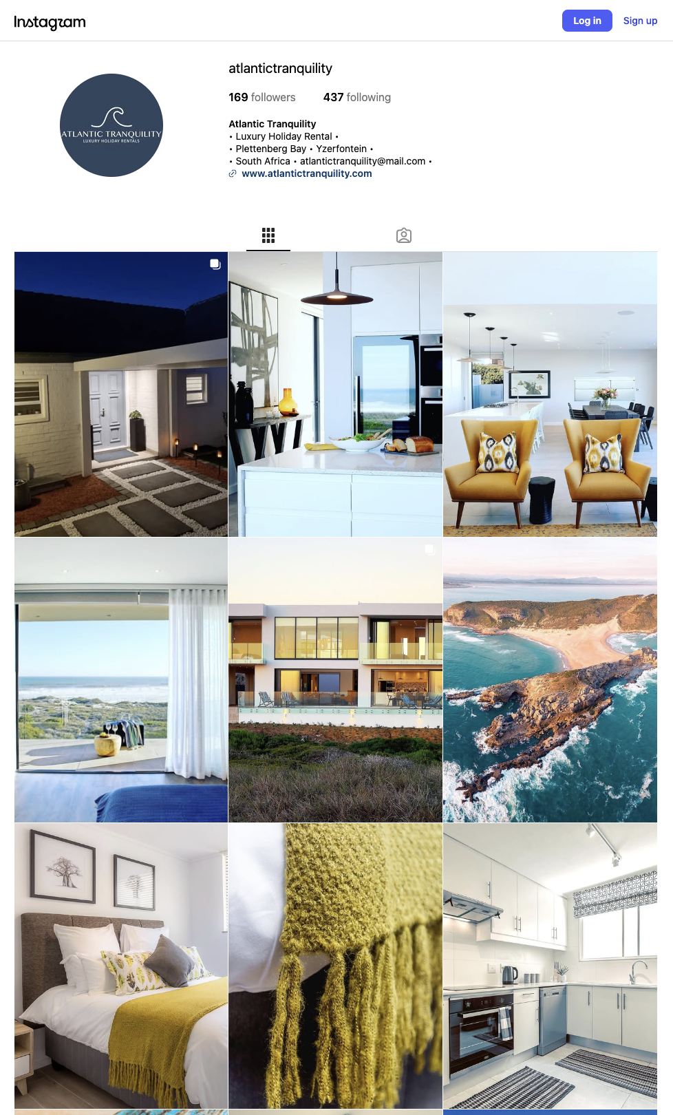 Atlantic Tranquility Instagram profile and post grid