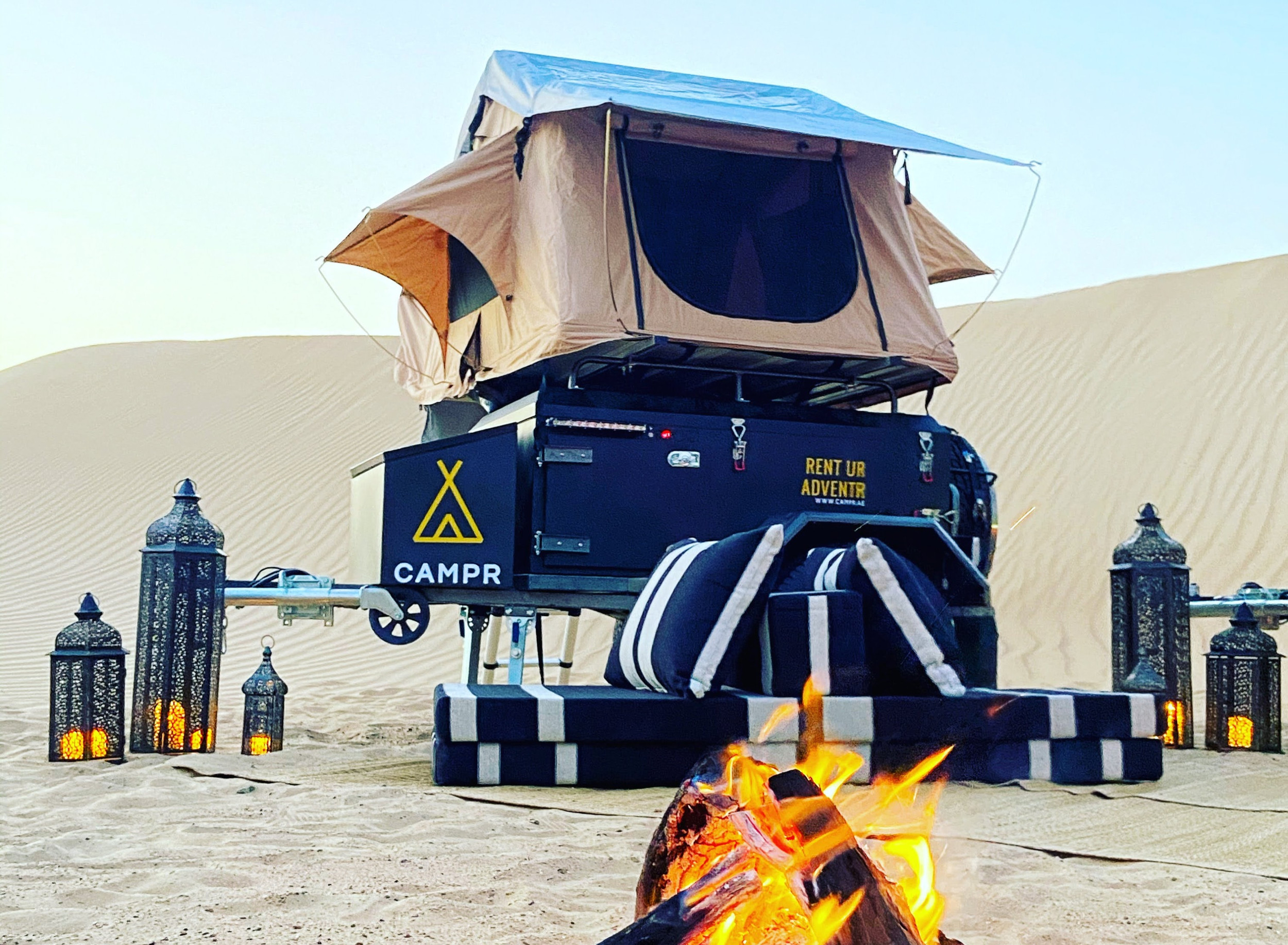 CAMPR trailer design and branding, photographed in the desert